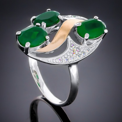 Перстень 248 агат зелений Timofeev