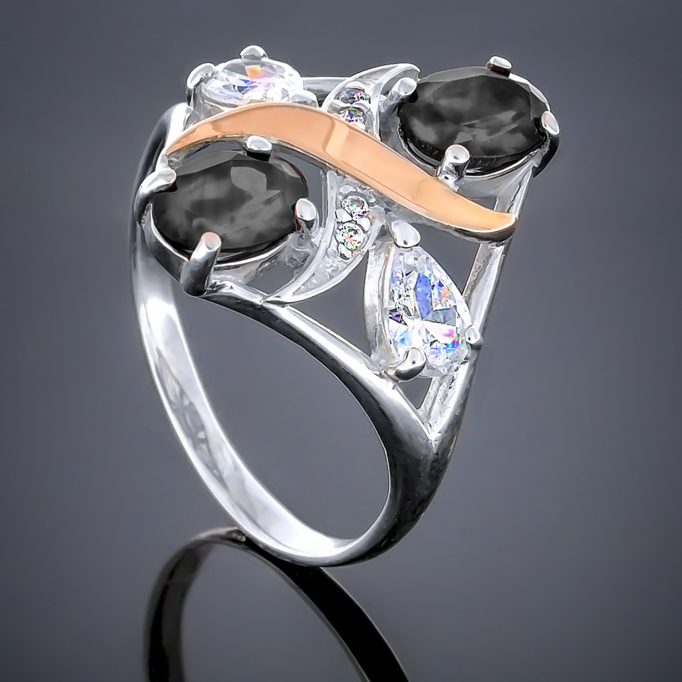 Перстень 203 цирконій чорний Rh Timofeev