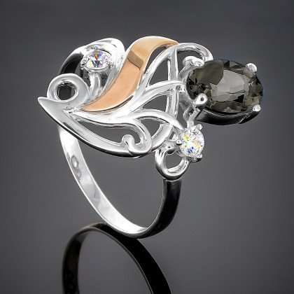 Перстень 296 цирконій чорний Rh Timofeev