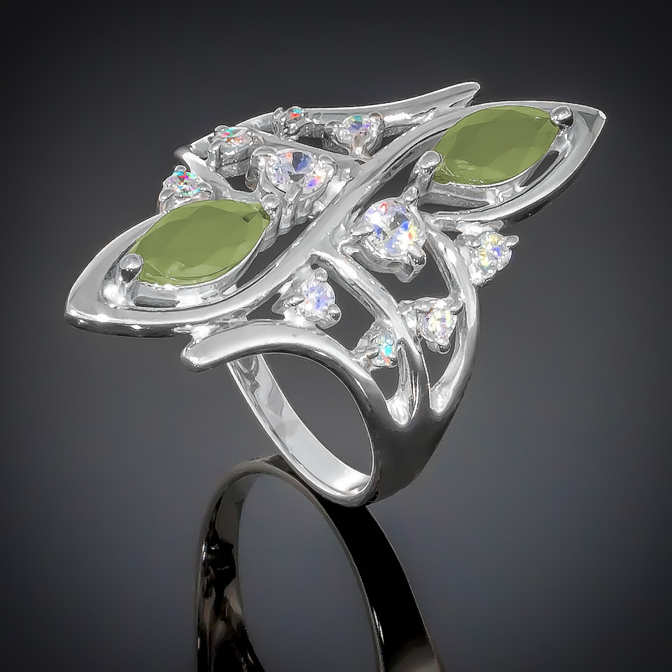 Перстень 029 хризоліт Rh Timofeev