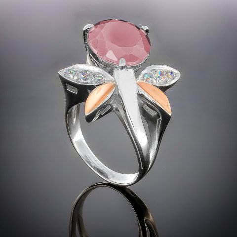 Перстень 53 кварц рожевий Rh Timofeev