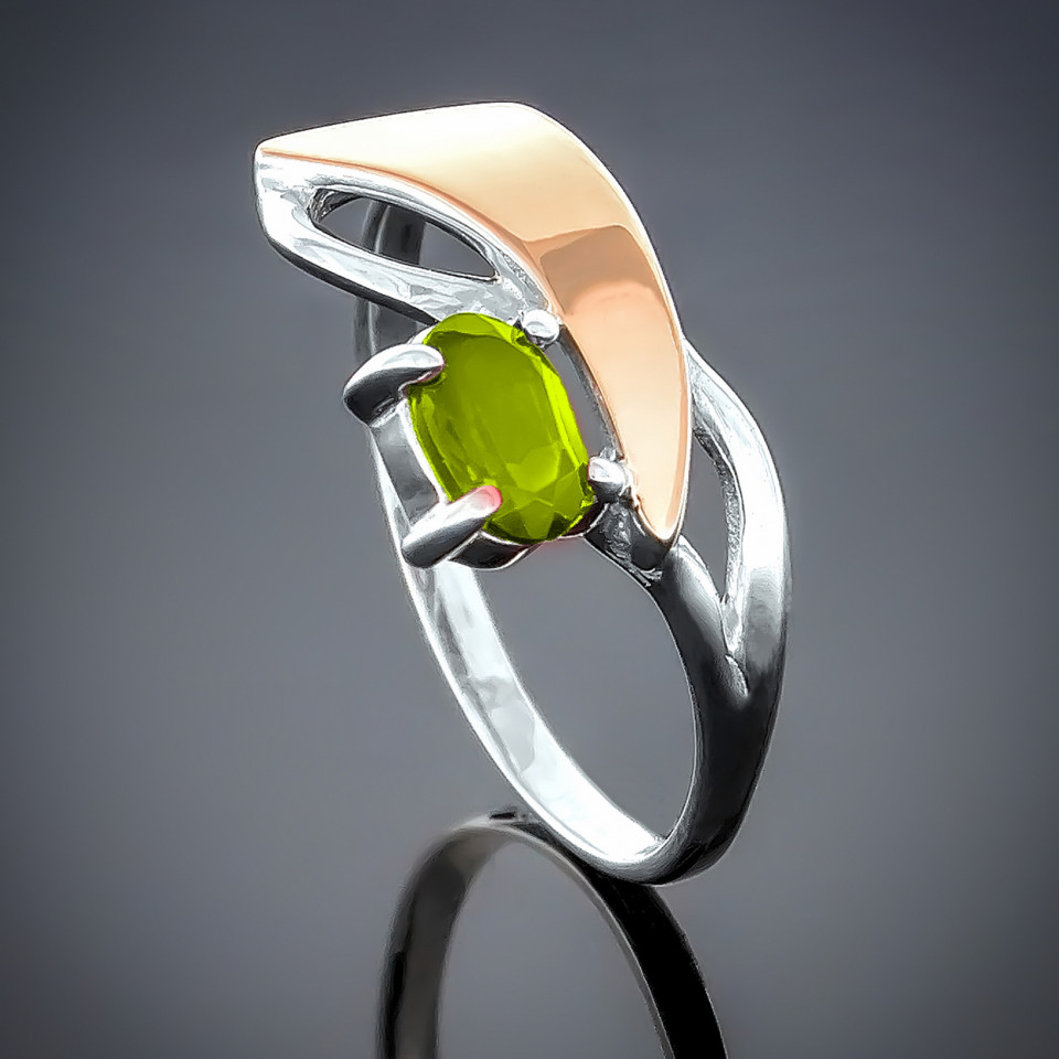 Перстень 76 хризоліт Rh Timofeev