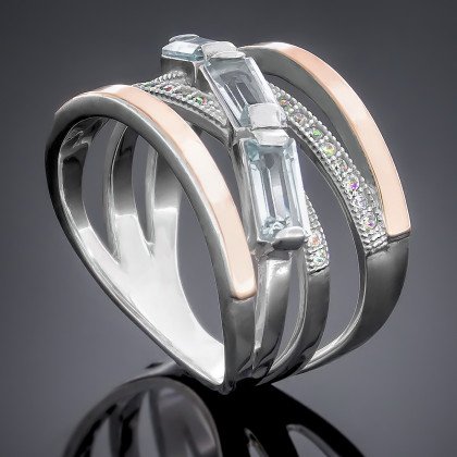 Перстень 383 цирконій білий Rh Timofeev