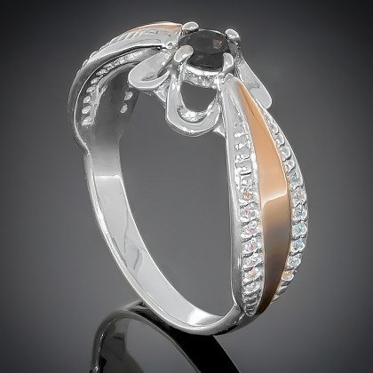 Перстень 371 цирконій чорний Rh Timofeev