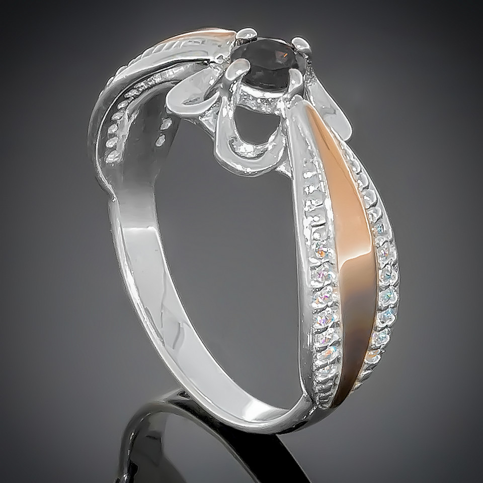 Перстень 371 цирконій чорний Rh Timofeev