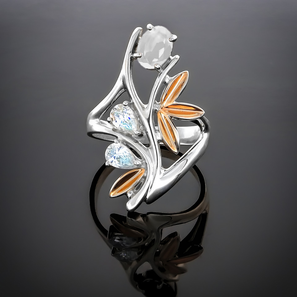 Перстень 49 цирконій білий Rh Timofeev