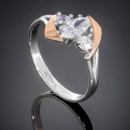 Перстень 375 цирконій білий Rh Timofeev