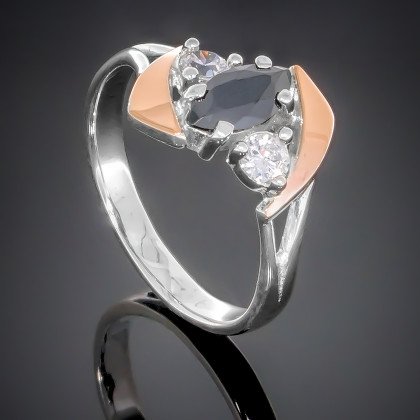 Перстень 375 цирконій чорний Rh Timofeev