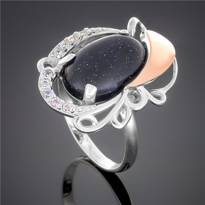 Перстень 315 авантюрин синій Rh Timofeev