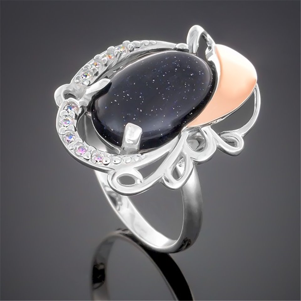 Перстень 315 авантюрин синій Rh Timofeev