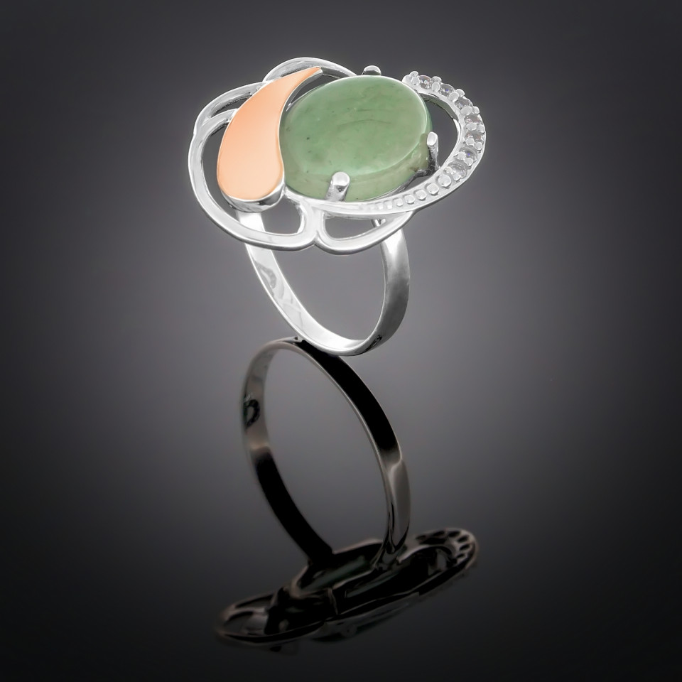 Перстень 314 авантюрин зелений Rh Timofeev