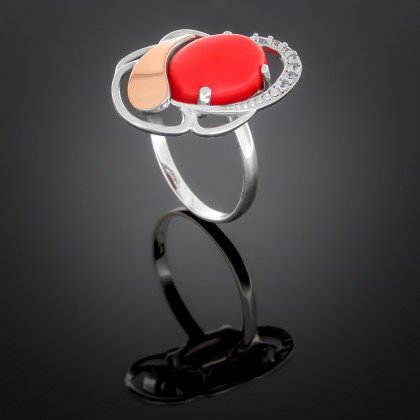 Перстень 314 корал Rh Timofeev