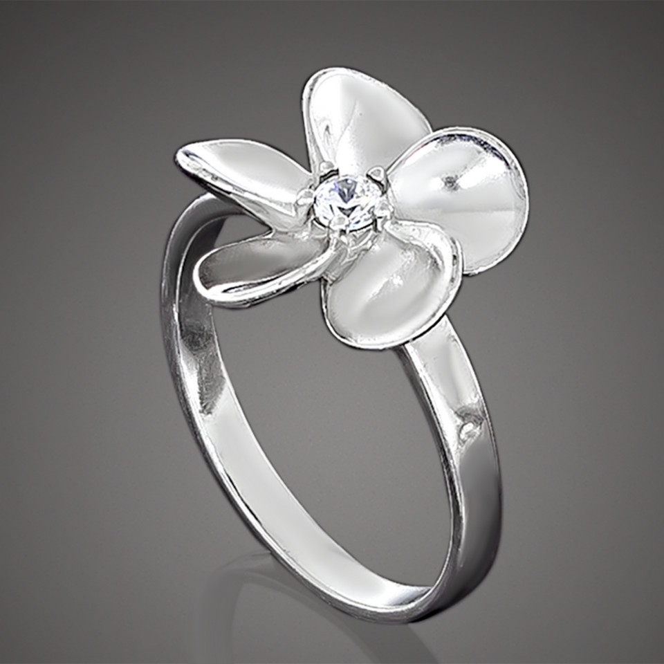 Перстень 673 цирконій білий Rh Timofeev