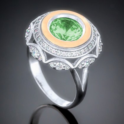 Перстень 488 агат зелений Rh Timofeev