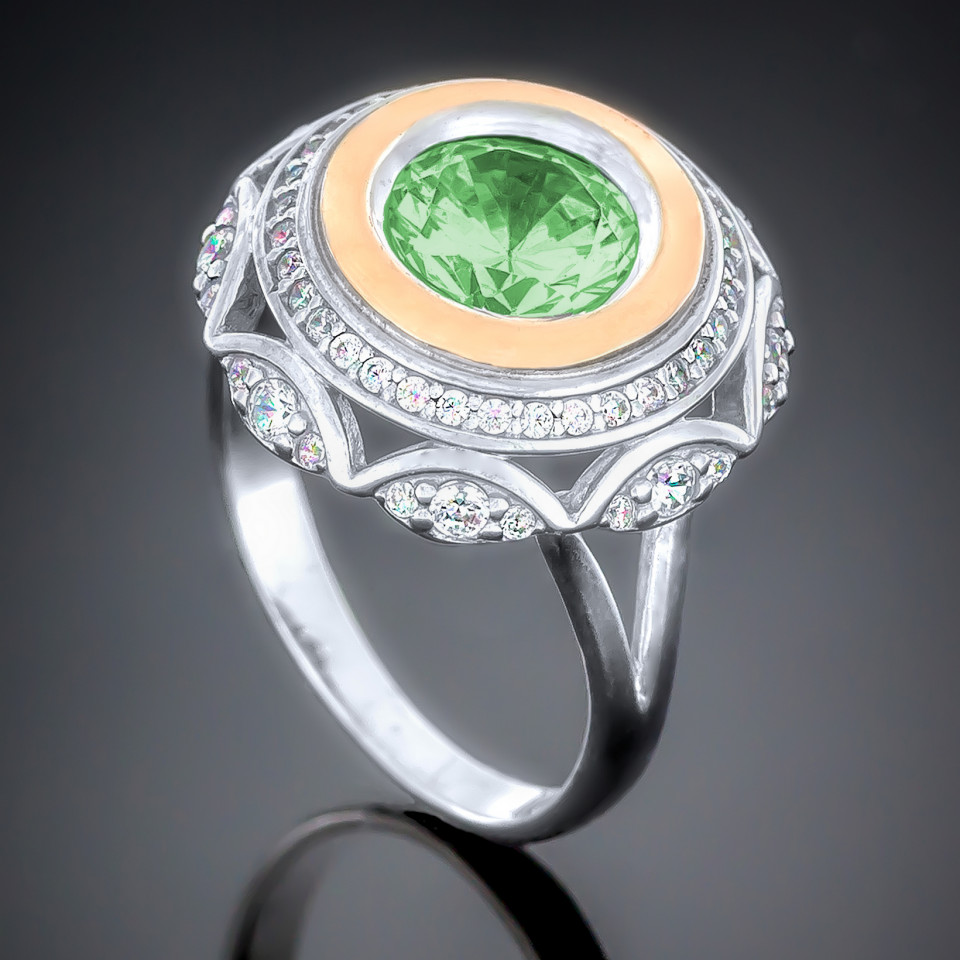 Перстень 488 агат зелений Rh Timofeev