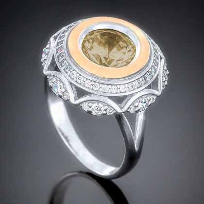 Перстень 488 раухтопаз Rh Timofeev