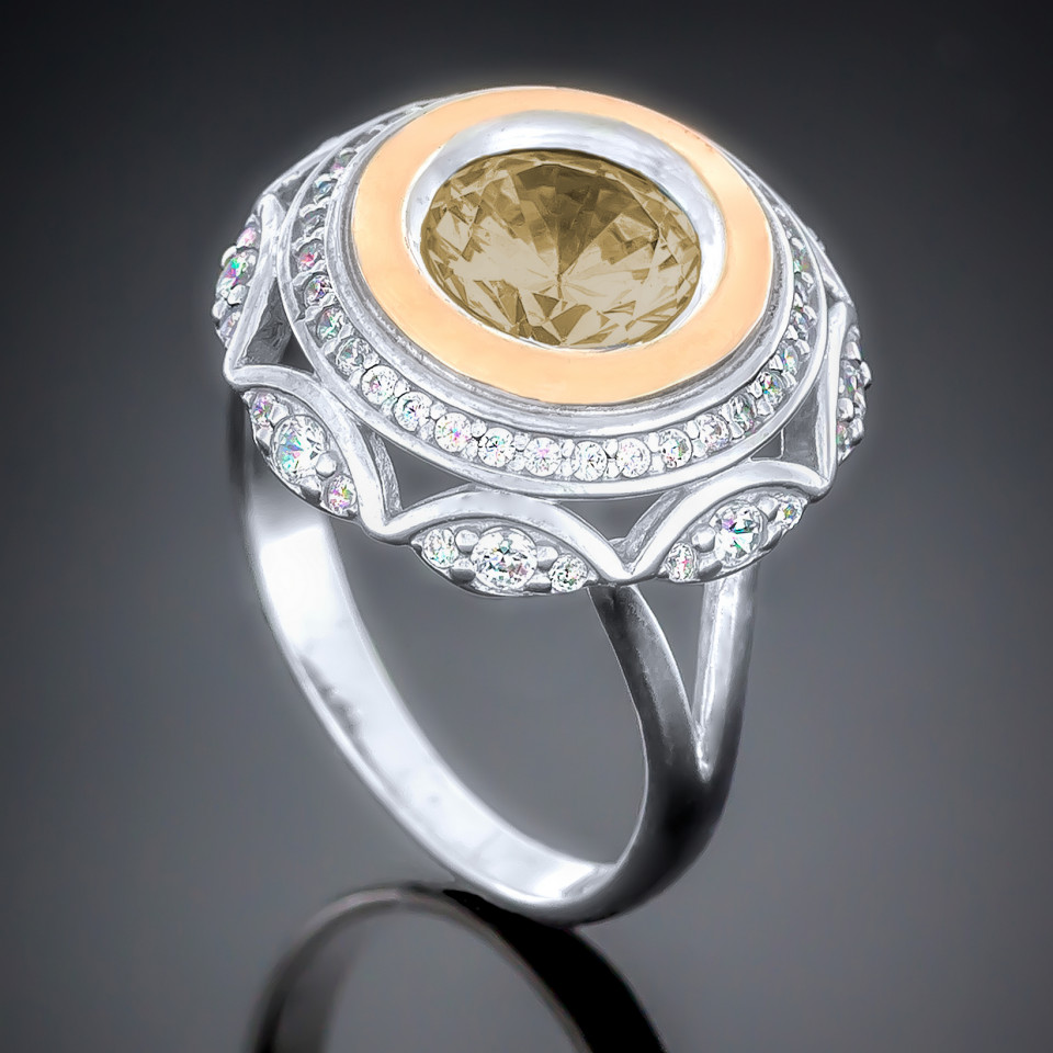 Перстень 488 раухтопаз Rh Timofeev