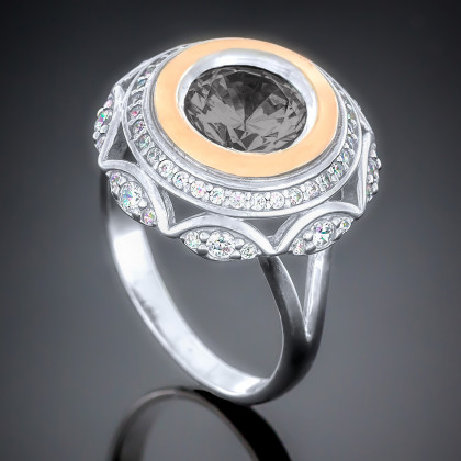 Перстень 488 цирконій чорний Rh Timofeev