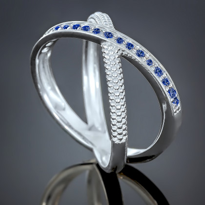 Перстень 443 цирконій синій Rh Timofeev