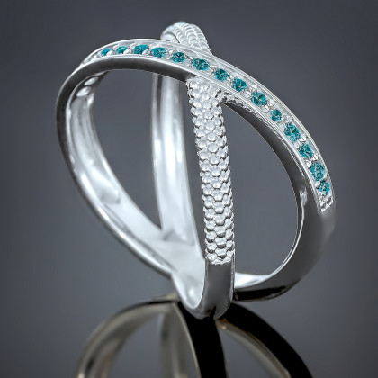 Перстень 443 цирконій блакитний Rh Timofeev