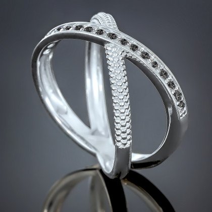 Перстень 443 цирконій чорний Rh Timofeev