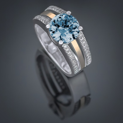 Перстень 499 авантюрин синій Rh Timofeev