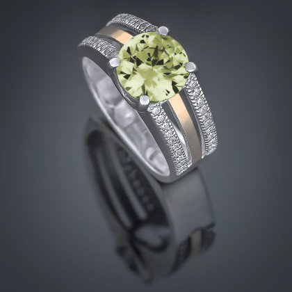 Перстень 499 альпініт молочно салатовий Rh Timofeev