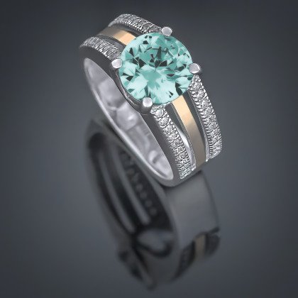 Перстень 499 альпініт молочно блакитний Rh Timofeev