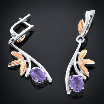 Сережки 049 аметист Rh Timofeev
