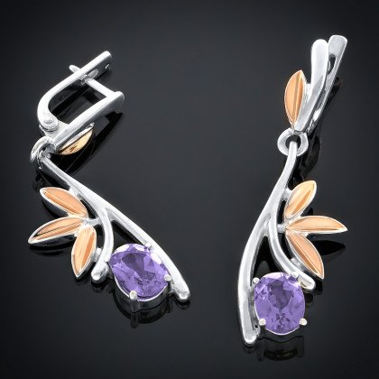 Сережки 049 аметист Rh Timofeev