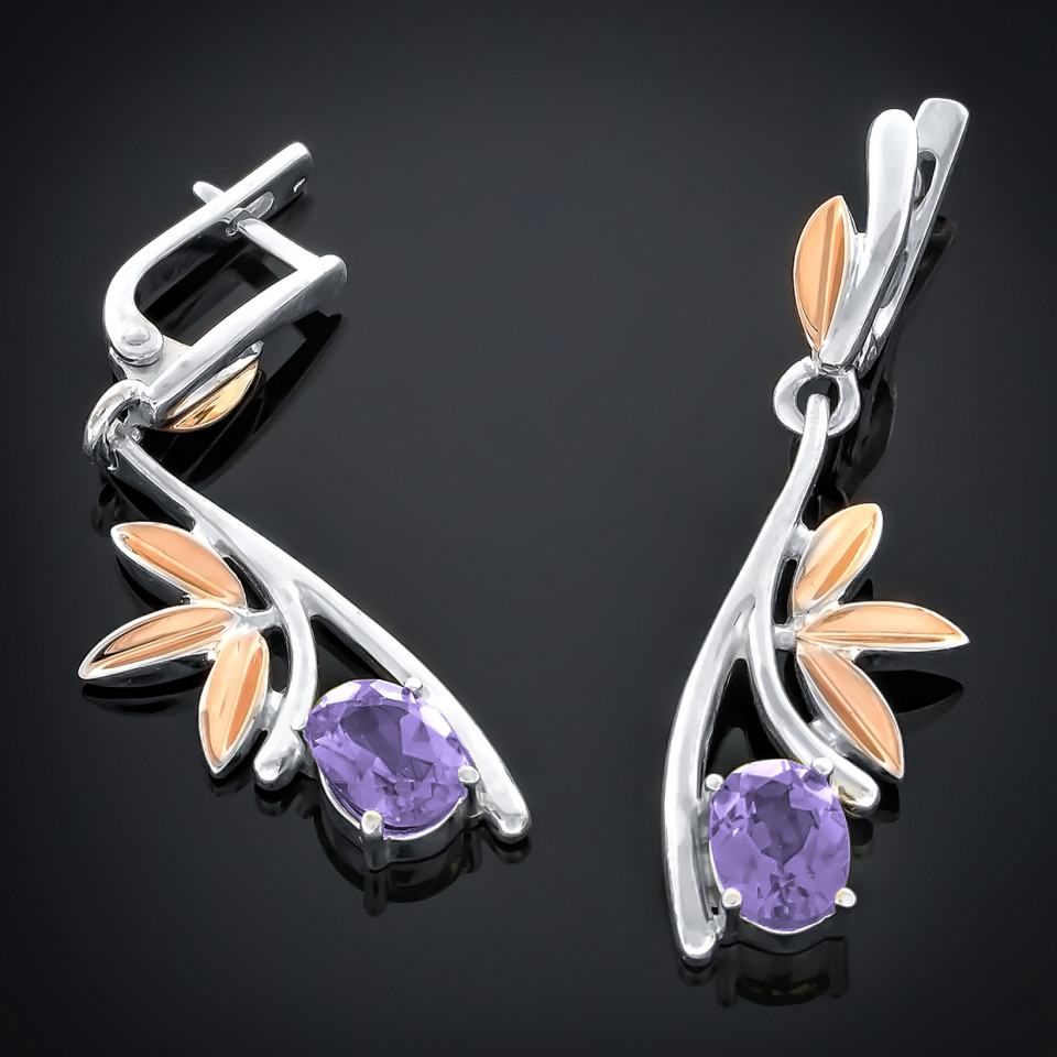 Сережки 049 аметист Rh Timofeev