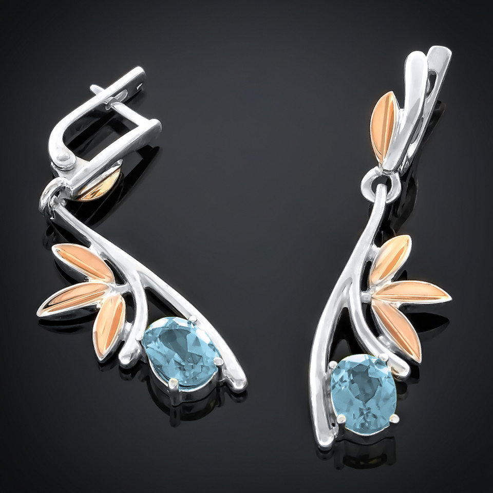 Сережки 049 альпініт блакитний Rh Timofeev