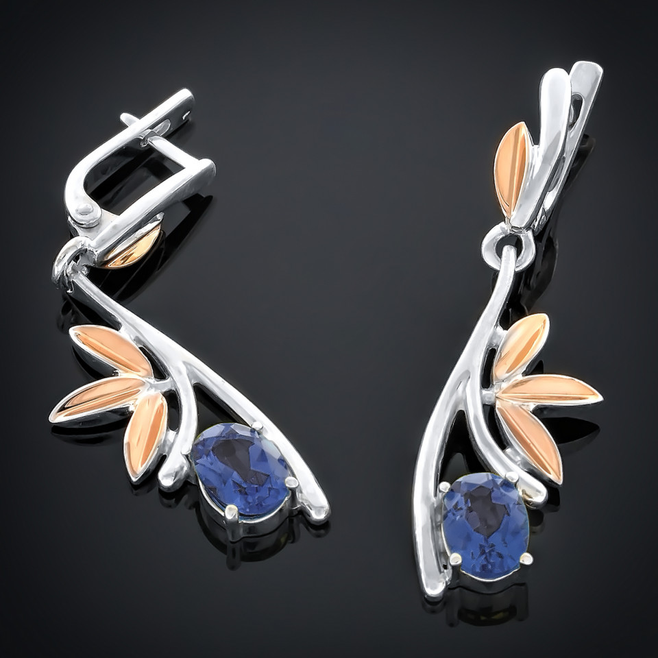 Сережки 049 альпініт синій Rh Timofeev