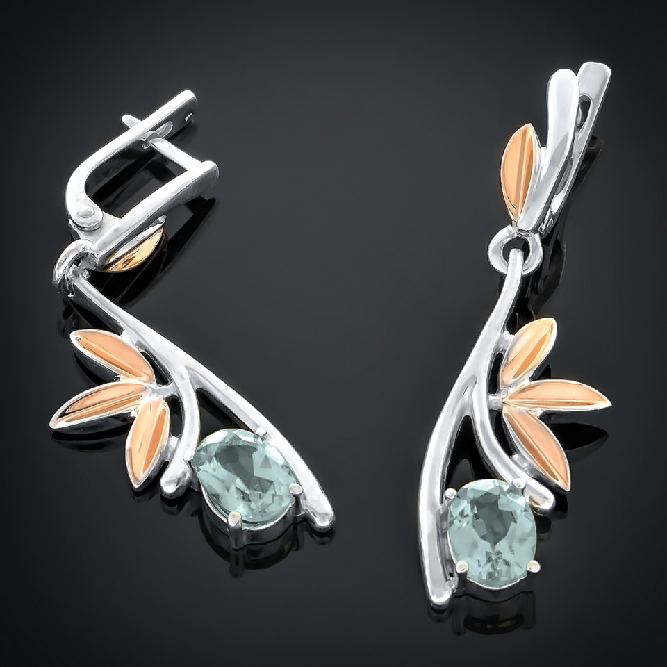 Сережки 049 білий Rh Timofeev