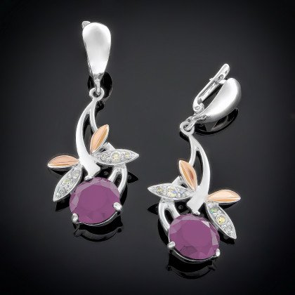 Сережки 53 кварц рожевий Rh Timofeev 2