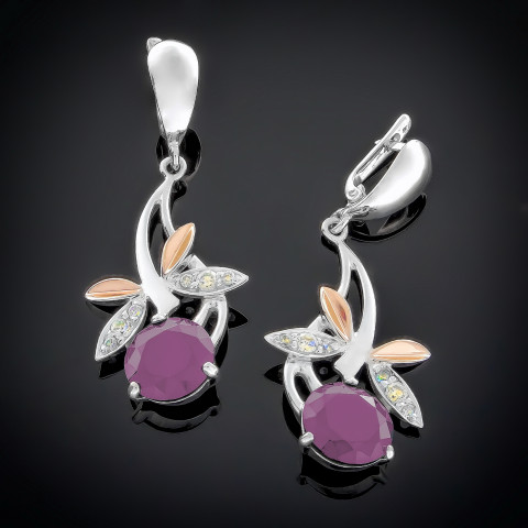 Сережки 53 кварц рожевий Rh Timofeev