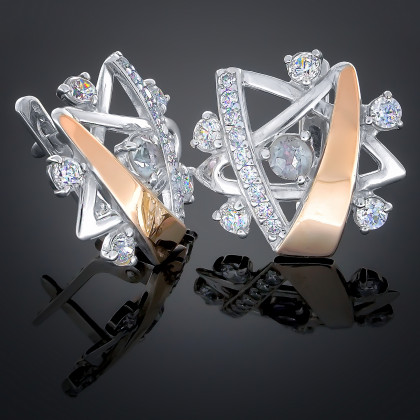 Сережки 180 цирконій бiлi Rh Timofeev