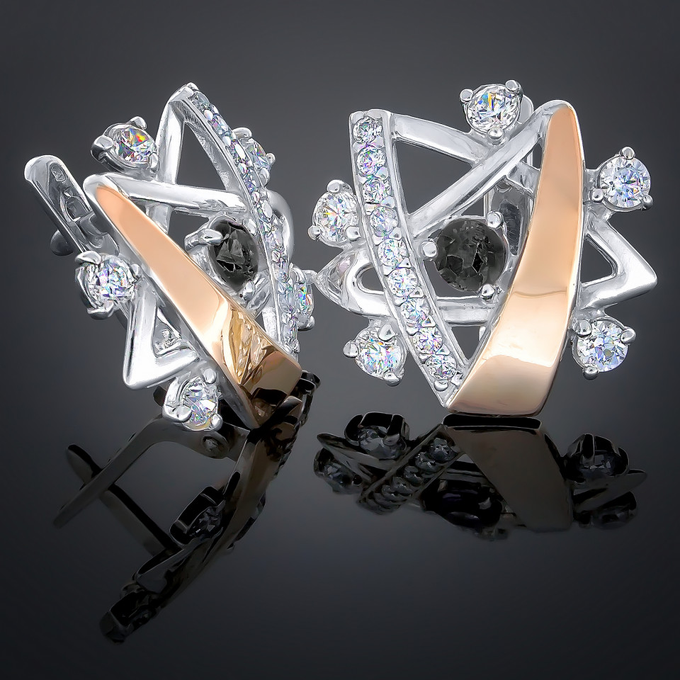 Сережки 180 цирконій чорний Timofeev