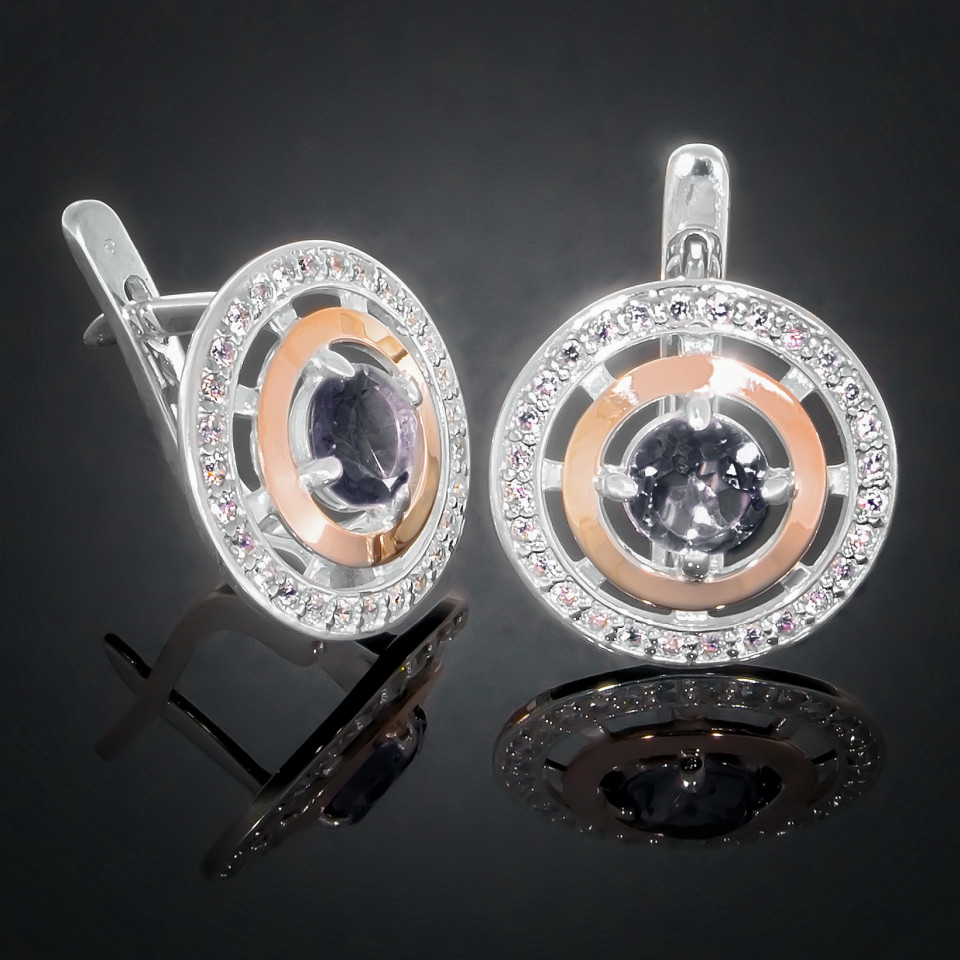 Сережки 182 цирконій чорний Rh Timofeev