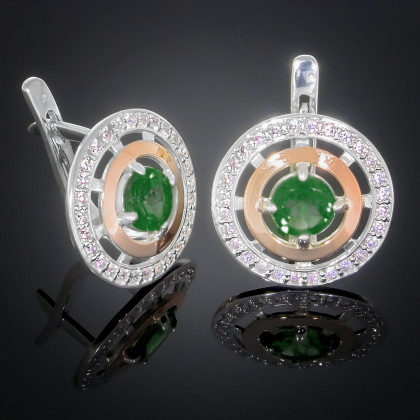 Сережки 182 кварц зелений Rh Timofeev