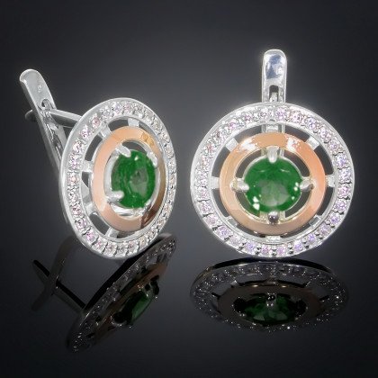 Сережки 182 кварц зелений Rh Timofeev