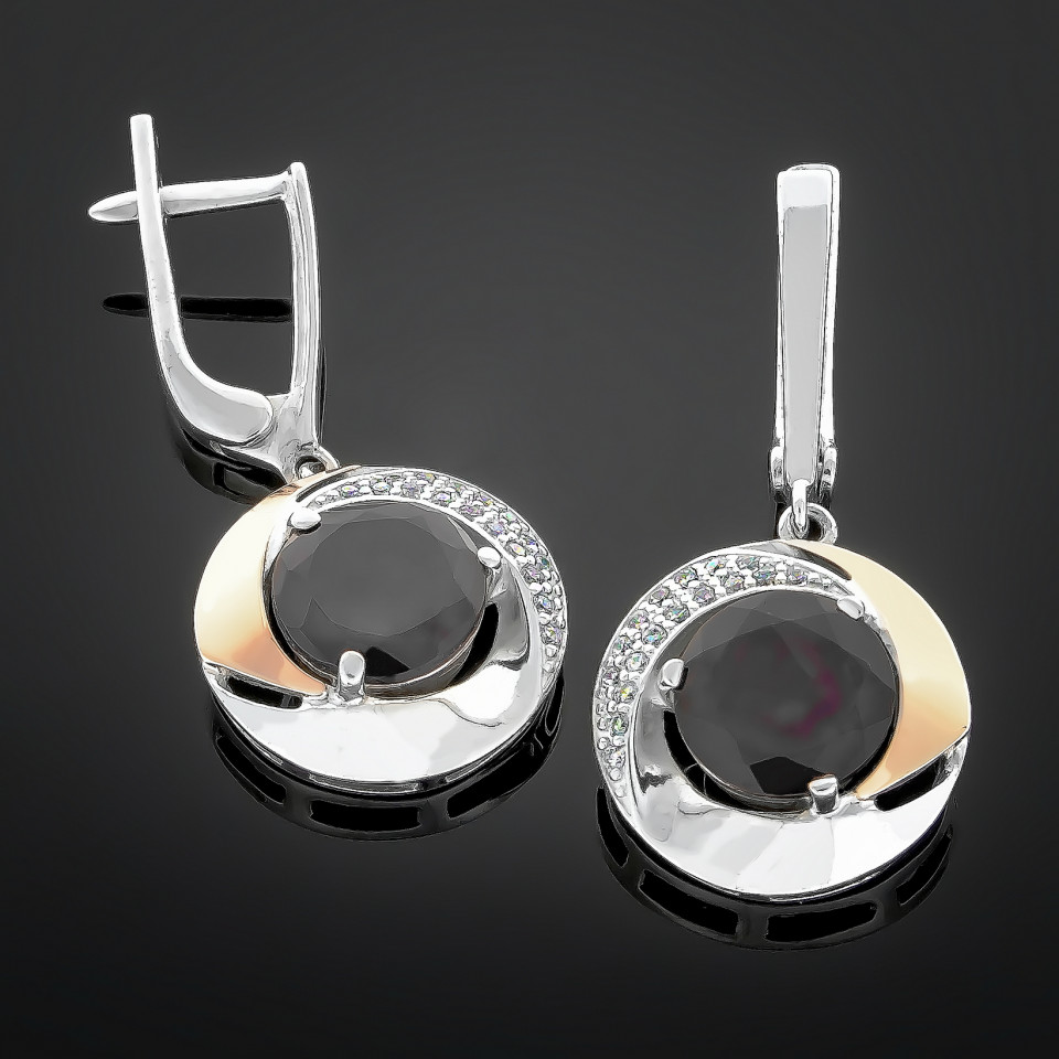 Сережки 189 цирконій чорний Rh Timofeev