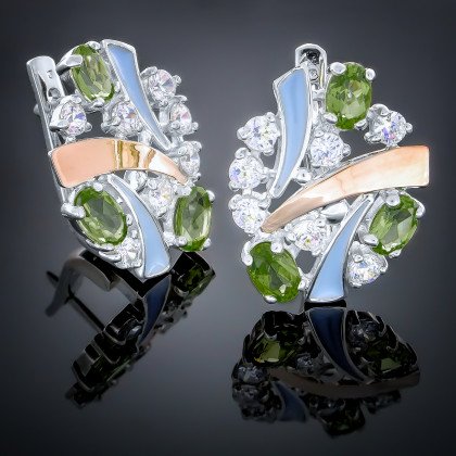 Сережки 195 агат зелений Rh Timofeev