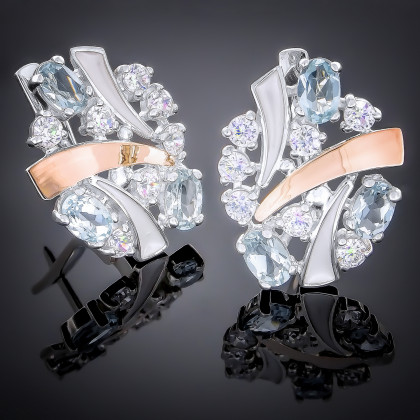 Сережки 195 цирконій бiлий Rh Timofeev