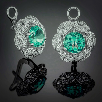 Сережки 454 альпініт смарагд Rh Timofeev