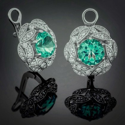 Сережки 454 альпініт смарагд Rh Timofeev