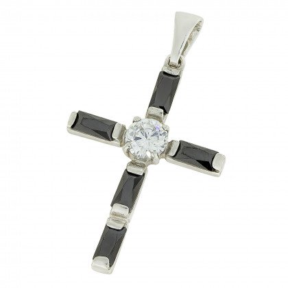 Хрест 027 цирконій білий/цирконій чорний Rh Timofeev