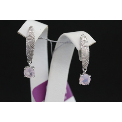 Сережки 925 кварц рожевий Rh Timofeev