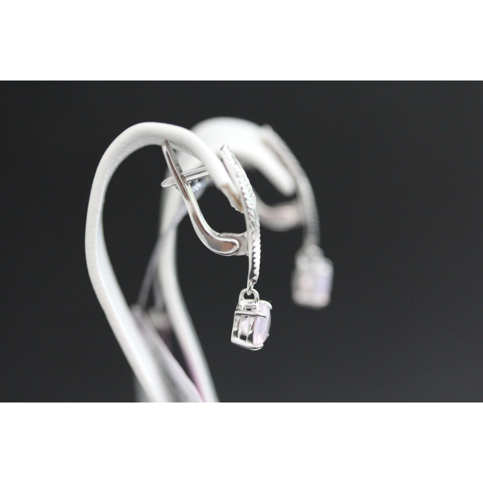 Сережки 925 кварц рожевий Rh Timofeev