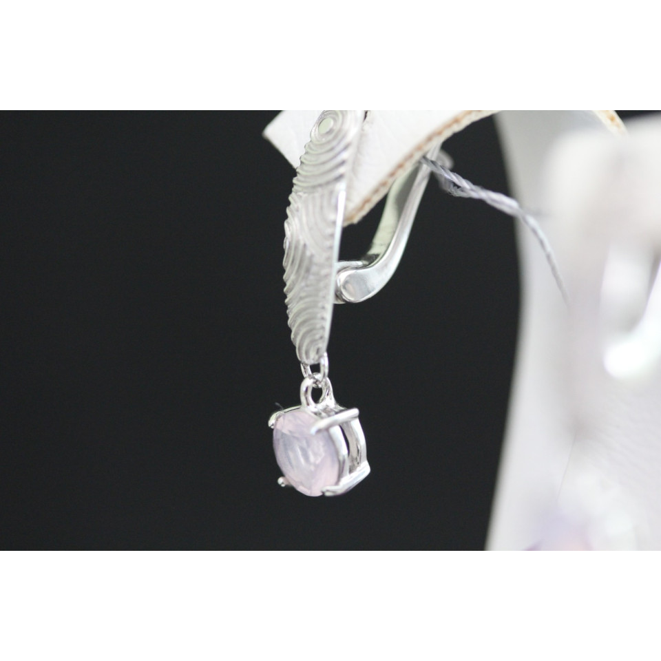 Сережки 925 кварц рожевий Rh Timofeev